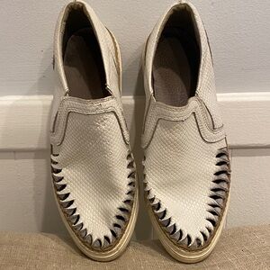 Sixtyseven White Textured Slip-On Loafers worn